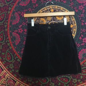 Black Ribbed Jean Skirt